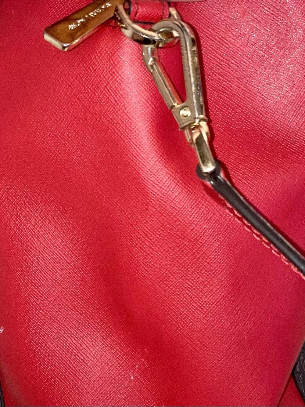 Michael Kors Brown Logo Satchel with Pink-Red Trim